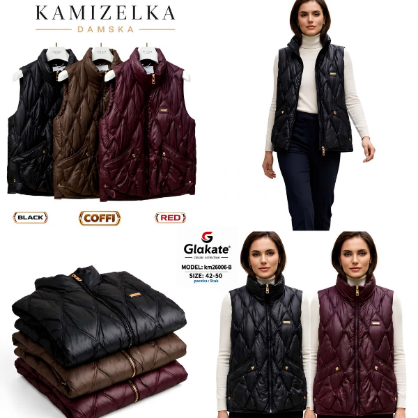 Kamizelki damskie Roz 42-50, 1 Kolor Paczka 5 szt